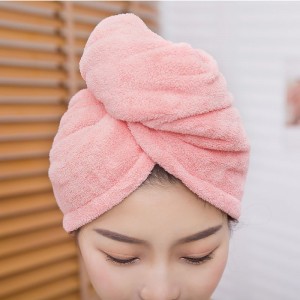 Полотенце-тюрбан с пуговицами для сушки головы и волос Bestlove Розовый (HA-381)