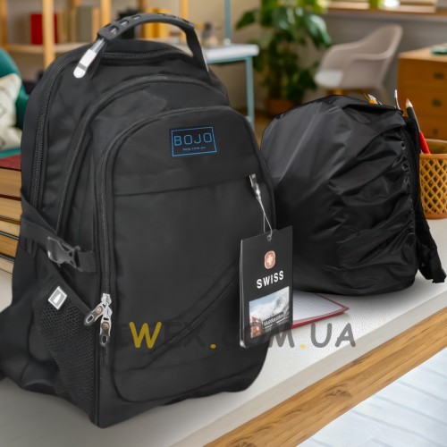 Місткий ергономічний туристичний рюкзак із дощовиком у комплекті Swissgear 8810 PRO BOJO Блакитний