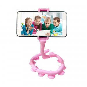 Гибкий держатель для телефона на присосках Cute Worm Lazy Holder розовый 