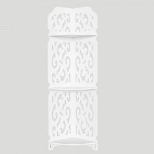 Кутова ажурна етажерка PK-06 (80 см*20см*20см), три полиці, пластик, Білий (259)