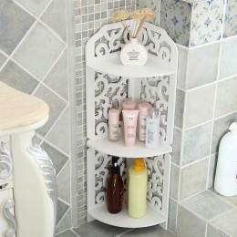 Кутова ажурна етажерка PK-06 (80 см*20см*20см), три полиці, пластик, Білий (259)