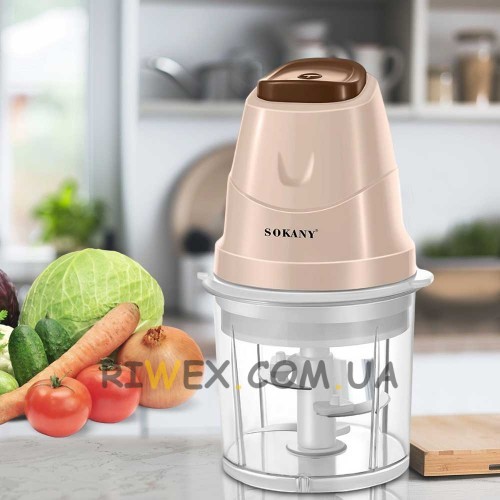 Кухонный измельчитель Sokany SK-06009, 250 Вт, Бежевый (2358)