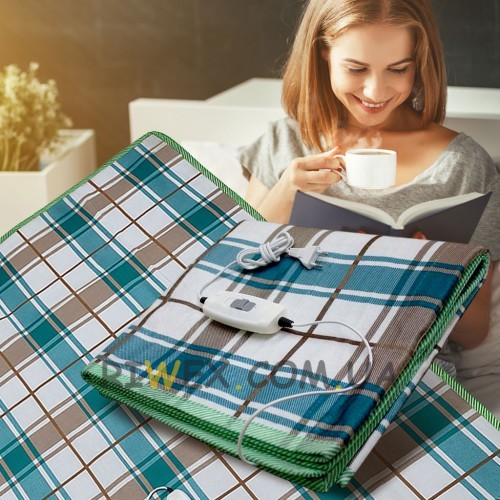 Електропростирадло LUX 220V, 170x160 см, Бежевий з бірюзовим в клітинку (AVRM)