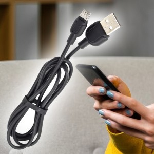 Кабель для зарядки та синхронізації Micro USB LENYES LC808 1м 2.1A, Чорний (206)