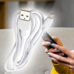 Кабель для зарядки та синхронізації Micro USB LENYES LC808 1м 2.1A, Білий (206)