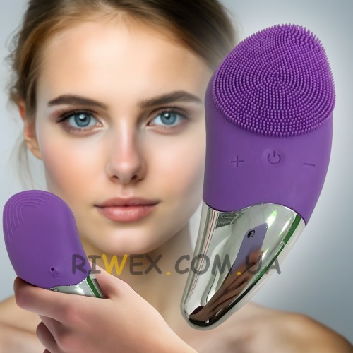 Электрический силиконовый щетка-массажер для очистки лица Sonic Facial Brush BR-020, Фиолетовый (509)