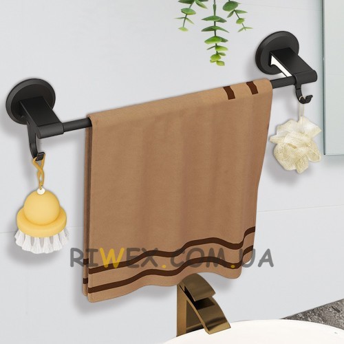 Держатель для полотенец Towel Bar YH6612A, на самоклейке, одинарный, Черный (2125)