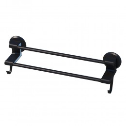 Вішалка для рушника Simple towel bar YH6612B подвійна з гачками, Чорний (2126)