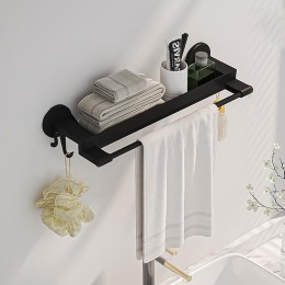 Настінна вішалка-полиця для рушників у ванну кімнату Simple Towel RACK Чорний