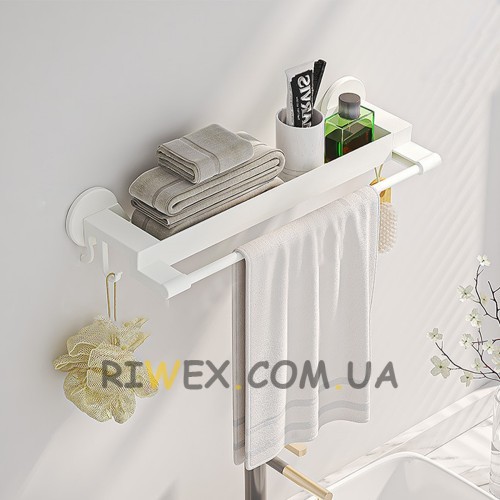 Настінна вішалка-полиця для рушників у ванну кімнату Simple Towel RACK Білий