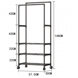 Вешалка-стойка для обуви и одежды Coat rack YX9108 на 3 полки, Черный (2145)