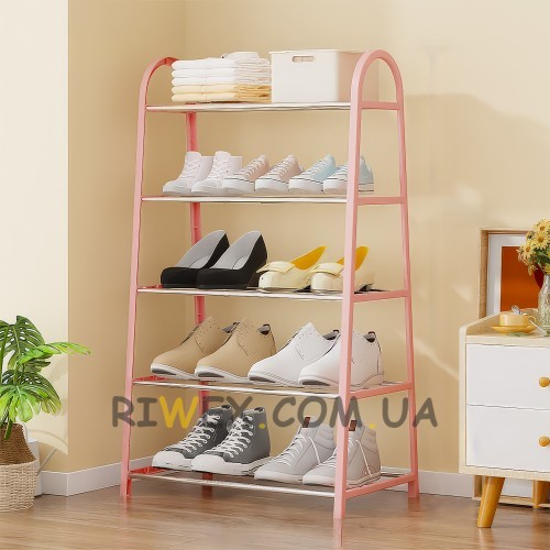 Підлогова стійка-оганайзер для взуття на 5 полиць Shoe Rack U-shaped YH8810-5 Рожевий (2114)