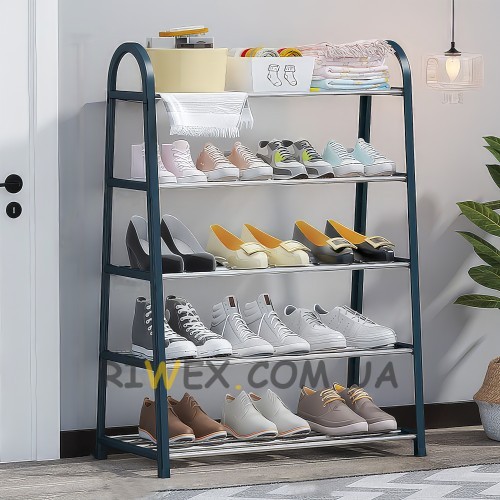 Напольная стойка-оганайзер для обуви на 5 полок Shoe Rack U-shaped YH8810-5 Темно-синий (2114)