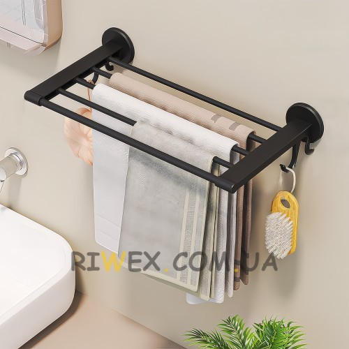 Настінна самоклеюча вішалка у ванну Towel Rack YH6613 Чорний (2128)