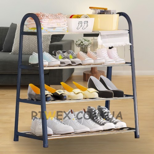 Напольная стойка-оганайзер для обуви на 4 полки Shoe Rack U-shaped YH8810-4 Темно-синий (2114)