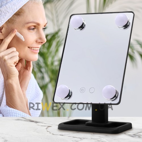 Зеркало для макияжа с подсветкой  Cosmetie Mirror 360 Rotation Angel XR-8989, Черный (205)