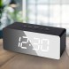 Часы настольные Mirror Led Clock YQ-719 на батарейках в минималистическом стиле Черный белый циферблат