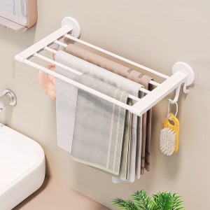 Настенная самоклеющаяся вешалка в ванную Towel Rack YH6613 с прищепками (10 шт) Белый (2128)