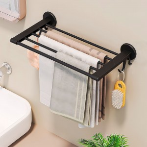 Настенная самоклеющаяся вешалка в ванную Towel Rack YH6613 с прищепками (10 шт) Черный (2128)