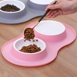 Двойная миска для собак и кошек для воды и еды Pet Bowl Розовый