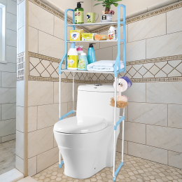 Полка - стеллаж напольный для ванной, стойка органайзер "Toilet Rack", Голубой