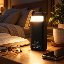 Зовнішній акумулятор Viaking T159 30000 mAh з 4 USB портами, LED підсвічуванням та Type-C, Чорний (AMN)
