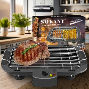 Електричний гриль-барбекю мангал з регульованим термостатом SOKANY SK-273BG 2000 Вт (2358)