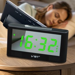 Електронний настільний годинник LED Alarm Clock VST-732Y USB, з зеленим підсвічуванням