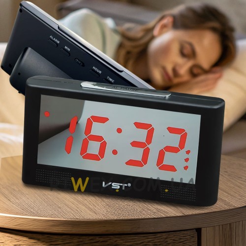 Електронний настільний годинник LED Alarm Clock VST-732Y USB, з червоним підсвічуванням