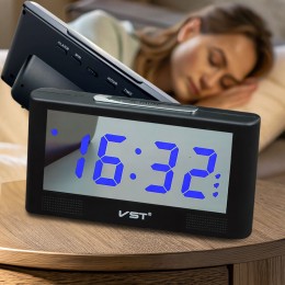 Електронний настільний годинник LED Alarm Clock VST-732Y USB, з синім підсвічуванням