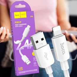 Зарядний кабель для зарядки і передачі даних Hoco X96 USB - Apple Lightning 1м Білий (206)