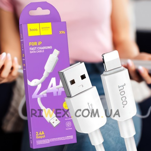 Зарядный кабель для зарядки и передачи данных Hoco X96 USB - Apple Lightning 1м Белый (206)
