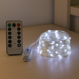 Кімнатна LED USB гірлянда Xmas "Роса" з пультом управління Біле освітлення 3 м (HA-61)