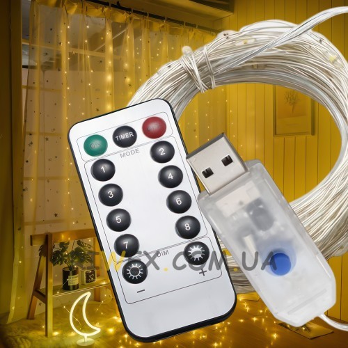 Комнатная LED USB гирлянда Xmas «Роса» с пультом управления Теплое освещение 5 м (HA-65)