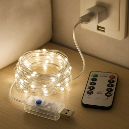 Кімнатна LED USB гірлянда Xmas "Роса" з пультом управління Тепле освітлення 5 м (HA-65)