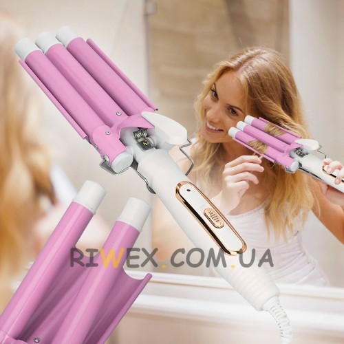 Профессиональная тройная плойка для укладки волос 3 волны PRO Professional hair curler