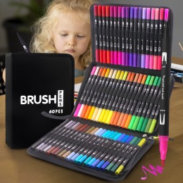 Набор акварельных двусторонних скетч-маркеров для рисования в cумке Color brush 60 штук (626)