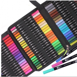 Набор акварельных двусторонних скетч-маркеров для рисования в cумке Color brush 80 штук (626)