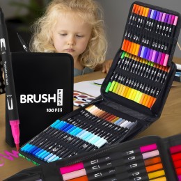 Набор акварельных двусторонних скетч-маркеров для рисования в cумке Color brush 100 штук (626)
