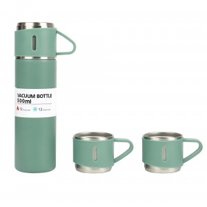 Портативний кемпінговий термос вакуумний із двома чашками Vacuum Flask Set 500 мл Мятний