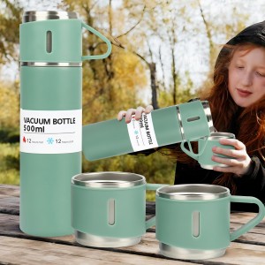 Портативний кемпінговий термос вакуумний із двома чашками Vacuum Flask Set 500 мл Мятний