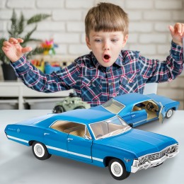 Коллекционная металлическая инерционная модель машинка Kinsmart 1:43 1967 Chevrolet Impala KT5418W Голубой (IGR24)