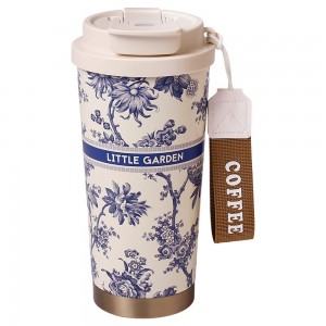 Элегантный термокружка Little Garden 0657 с фарфоровым узором, 500 мл, Синий (1142)