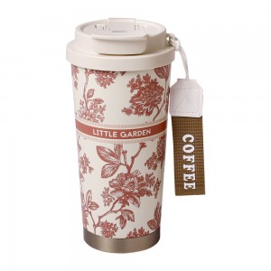 Элегантный термокружка Little Garden 0657 с фарфоровым узором, 500 мл, Красный (1142)