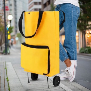 Сумка хозяйственная кравчучка Wellamart на колесах складная, Желтый