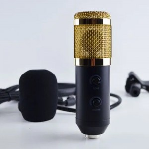 Студійний мікрофон з кронштейном та вітрозахистом Music DJ. M 800U Чорно-золотий (ЖЯ)