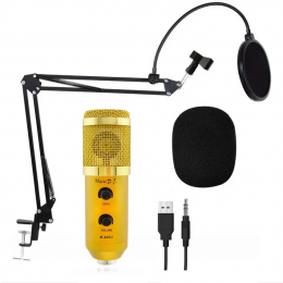 Студійний мікрофон з кронштейном та вітрозахистом Music DJ. M 800U Золотий (ЖЯ)
