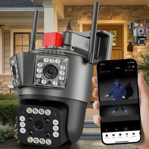 Уличная Wi-Fi IP камера наружного видеонаблюдения с тремя объективами (1 камера - муляж) и приложением для телефона Wonsdar RW12-5K (509) Уличная Wi-Fi IP камера наружного видеонаблюдения с тремя объективами (1 камера - муляж) и приложением для телефона Wonsdar RW12-5K (509)