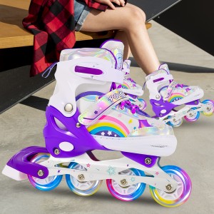 Детские ролики с регулируемым размером на 4 размера свтящиеся колеса М 35-38 Фиолетовый (4381)