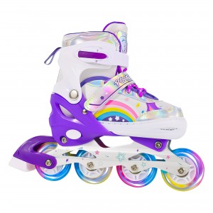 Детские ролики с регулируемым размером на 4 размера свтящиеся колеса М 35-38 Фиолетовый (4381)